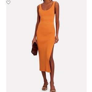 Ronny Kobo orange knit midi dress